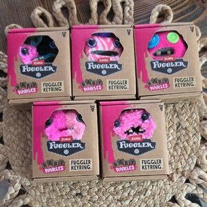 NEW IN BOX Set Of 5 ZURU Fuggler Baby Pinkles Plush Keyring - Pink